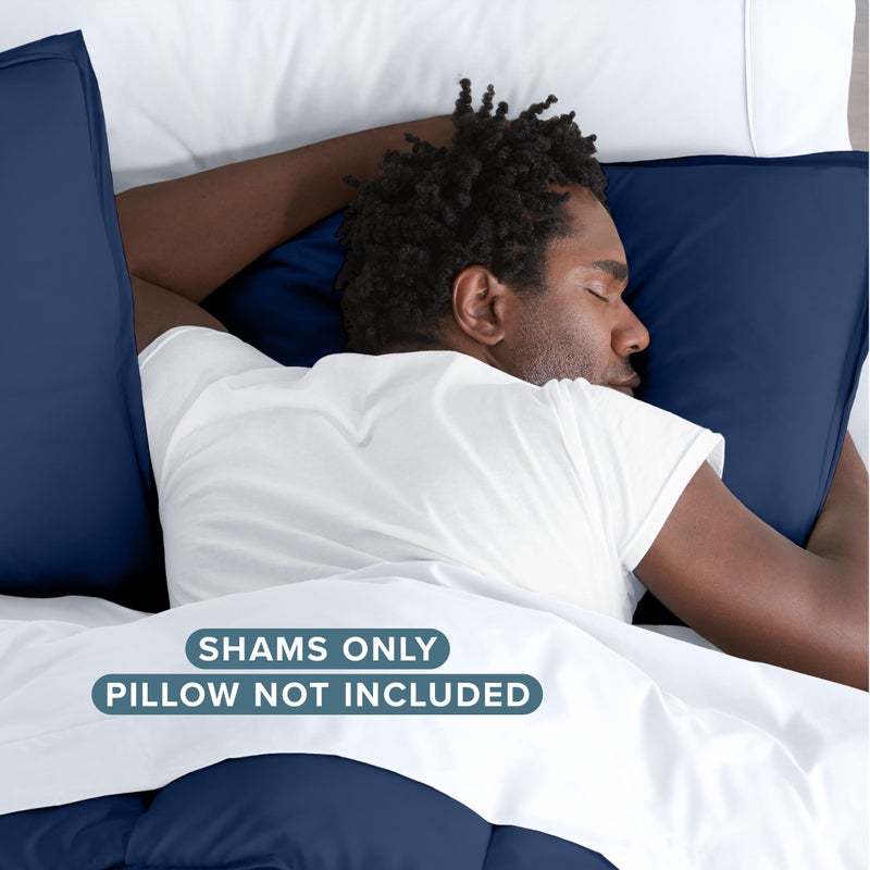 Bare Home King Pillow Sham Covers - Set of 2 - Premium 1800 Ultra-Soft Microfiber - Double Brushed - Stain & Fade Resistant - Bed Pillow Shams - Pillows Not Included (Set of 2, Dark Blue) - Image 4
